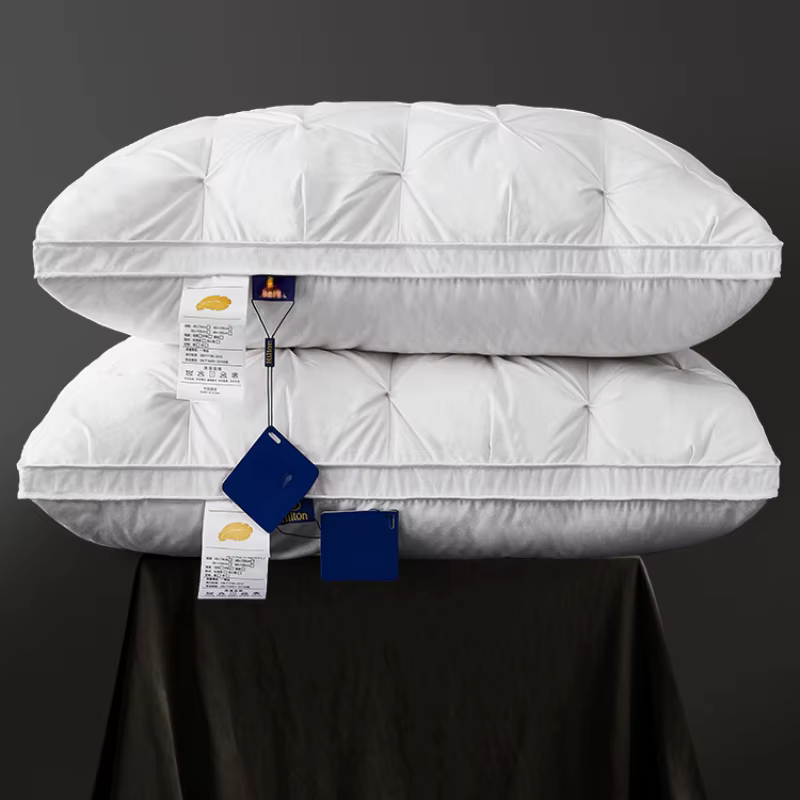 Oreiller en duvet d'oie pour dormir, taie d'oreiller en coton blanc, rectangle, chambre à coucher, sommeil, hôtel 5 étoiles, oreillers bas, mi-hauts, 95%