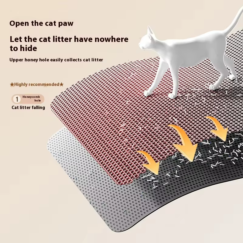 Tapis pour litière de chat, design à 2 couches, technologie de capture de sable de qualité supérieure, base imperméable, antidérapant, protection de sol pour animaux domestiques, pour chatons d'intéri