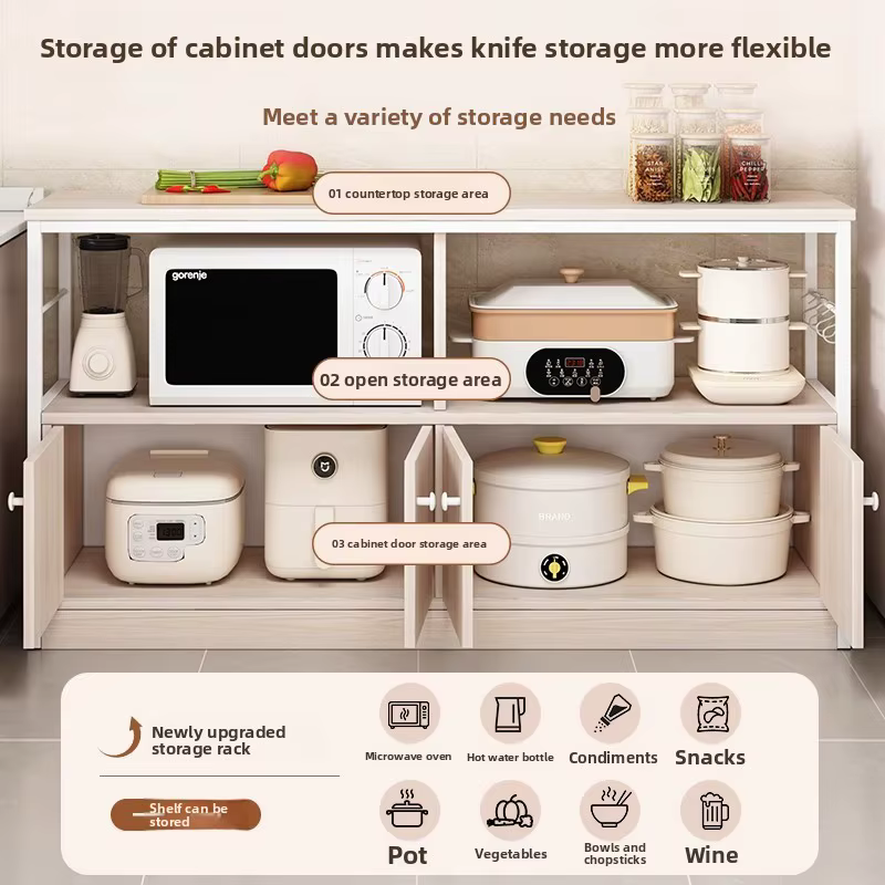 Étagère de cuisine du sol au plafond, casier pour four à micro-ondes, armoire de rangement murale intégrée, armoire latérale multifonctionnelle