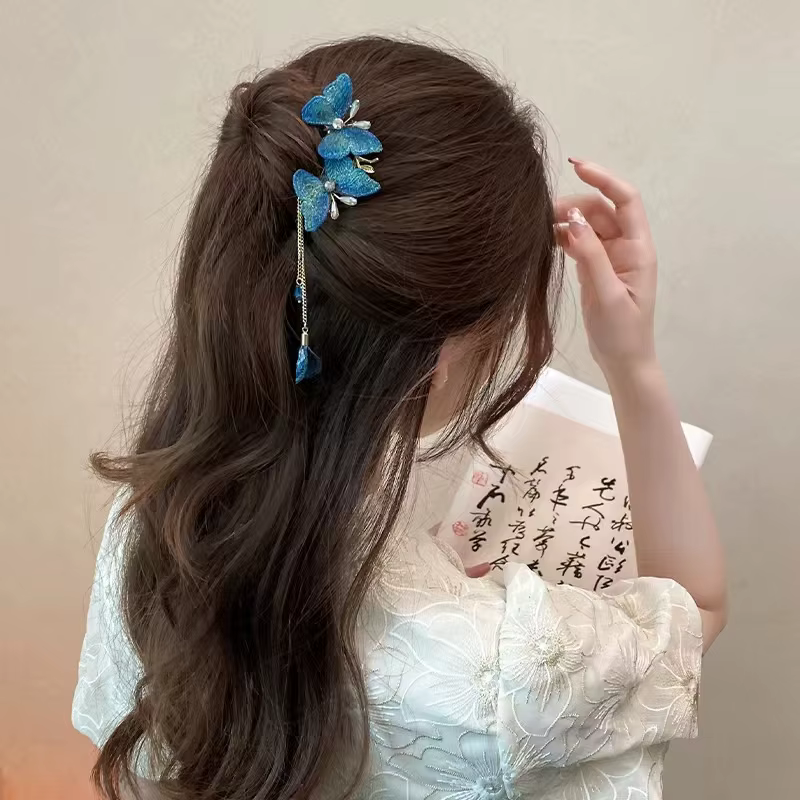 Pince à Cheveux Papillon Bleu Foncé pour Femme