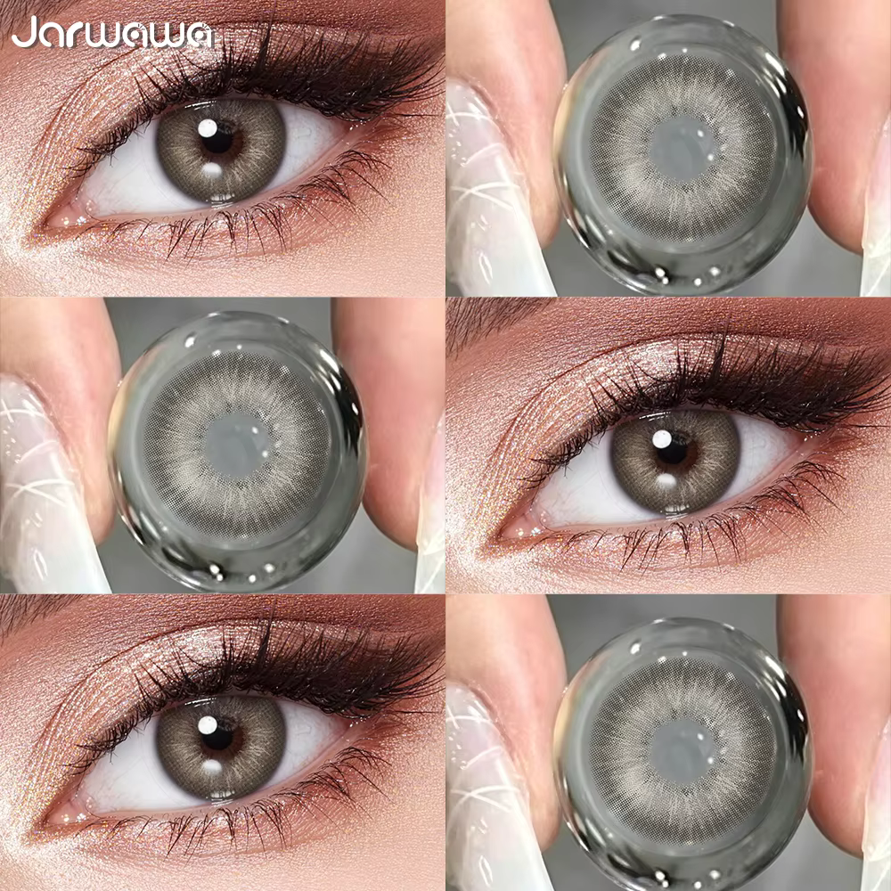 JARWAWA 1 Paire Lentilles de Contact Cosmétiques Colorées Effet Naturel Grandes Yeux Coréennes Mensuelles Bleu Gris