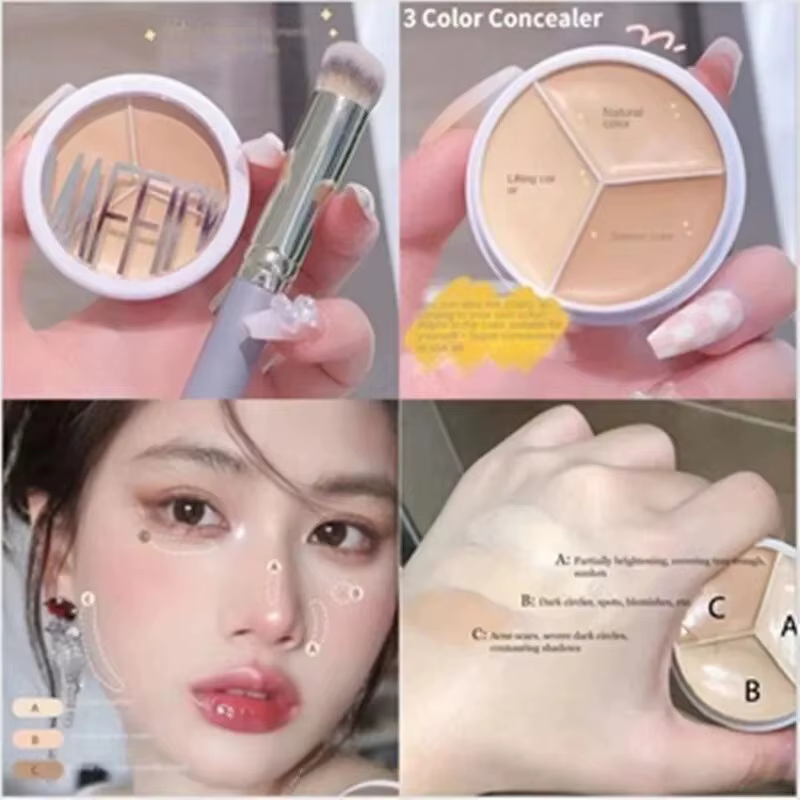 Palette de 3 Correcteurs Professionnels Couvre les Vaches Foncées autour des Yeux et du Visage