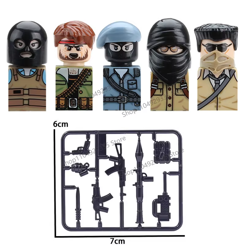 Figurine de soldat militaire de la Seconde Guerre mondiale, blocs de construction, forces spéciales, personnage SWAT, bouclier, casque, accessoires d'armes, véhicule blindé, jouet en briques