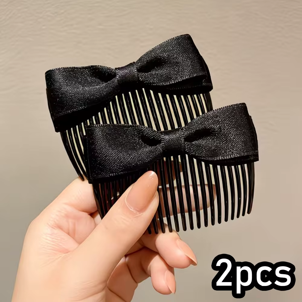 2 peignes à cheveux en forme de nœud pour l'arrière de la tête, épingles à cheveux élégantes pour le front, peignes latéraux pour lisser les franges (noir, blanc, rouge) adaptés aux femmes, cadeau par