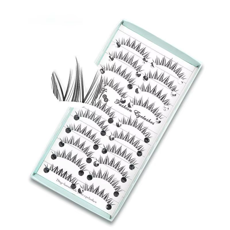 10 paires de faux cils naturels longs et effilés effet œil de chat