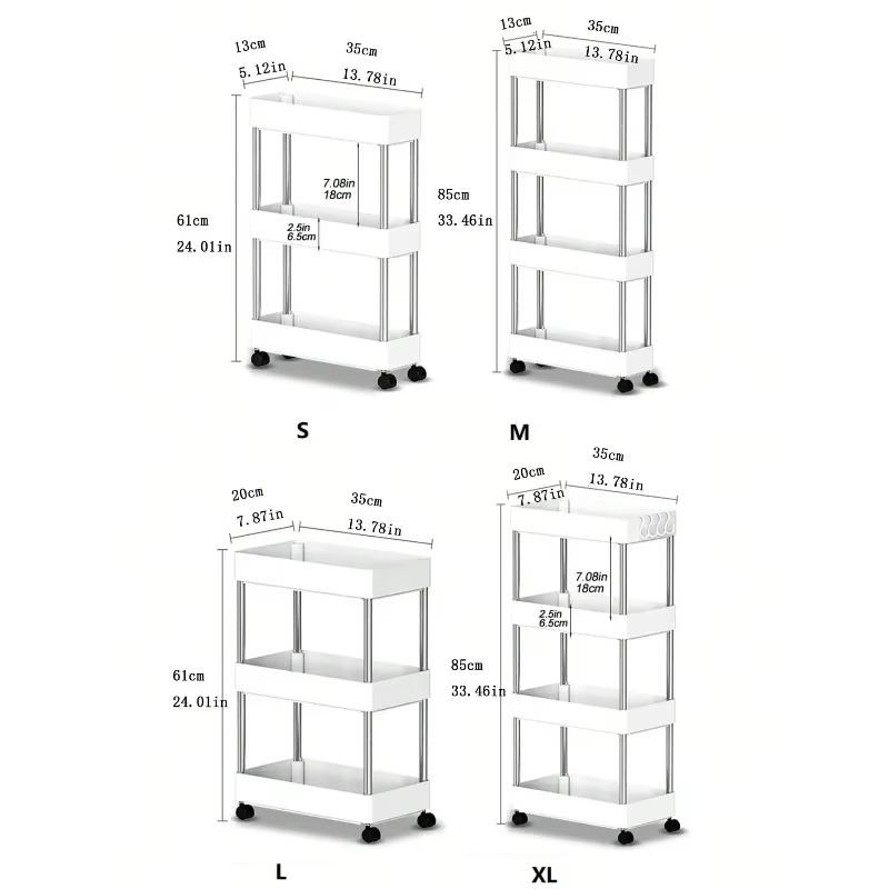 Étagère de rangement amovible à 3/4 niveaux pour espaces étroits, chariot à roulettes, étagère de salle de bain, étagères de cuisine pour espaces étroits, étagère de finition latérale