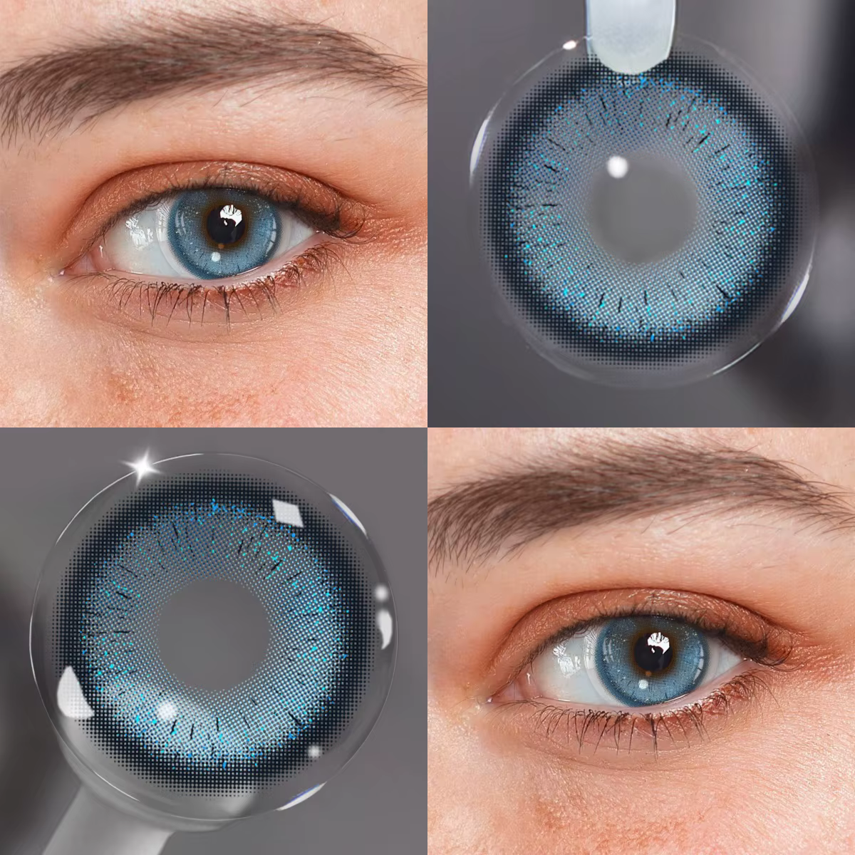 Visuashow Iris Lentilles de contact colorées bleues naturelles de conception coréenne