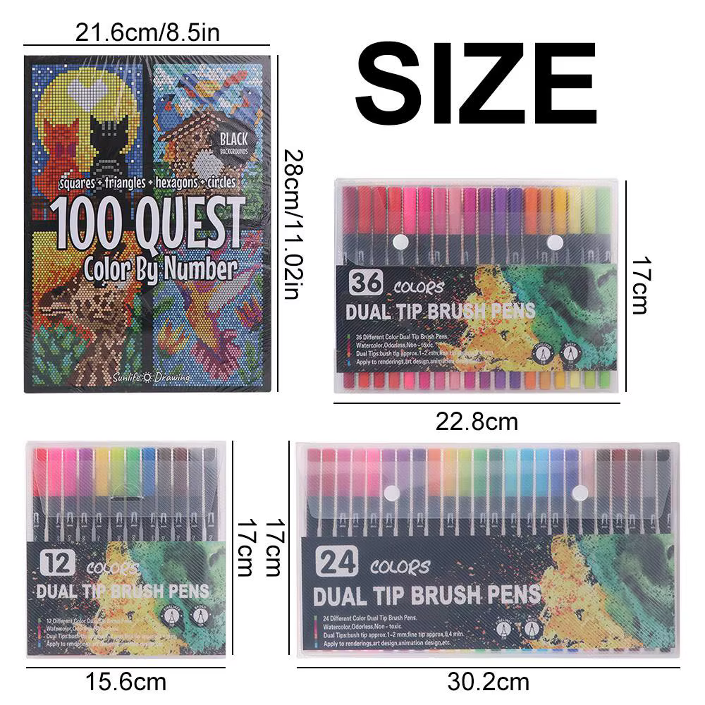 Livre de coloriage et d'activités créatives pour enfants : Peinture par numéros éducative, DIY, double face, crayons aquarelle