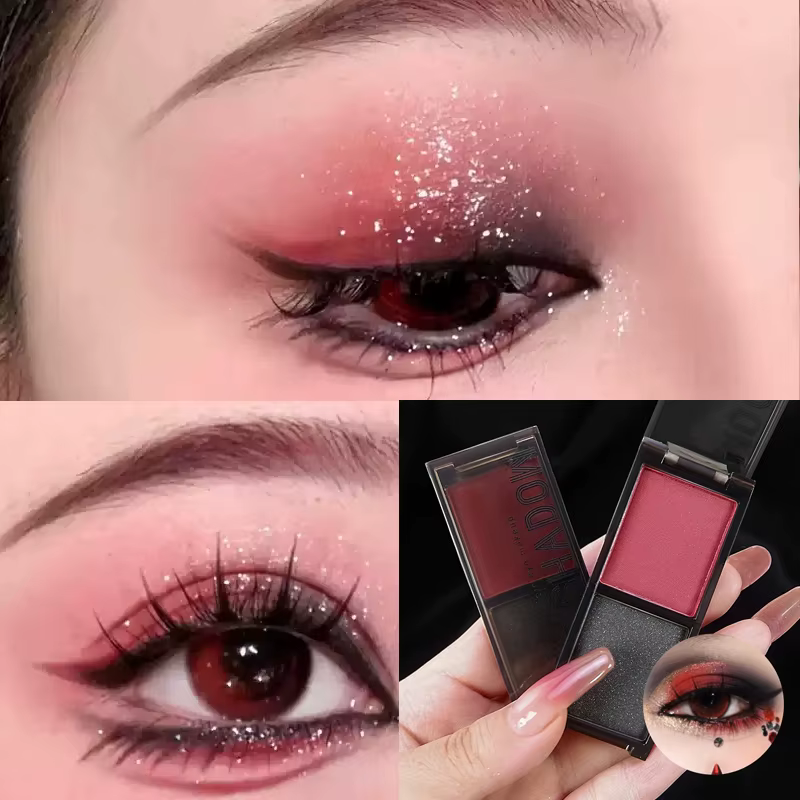 Palette de fards à paupières bicolore noir et rouge