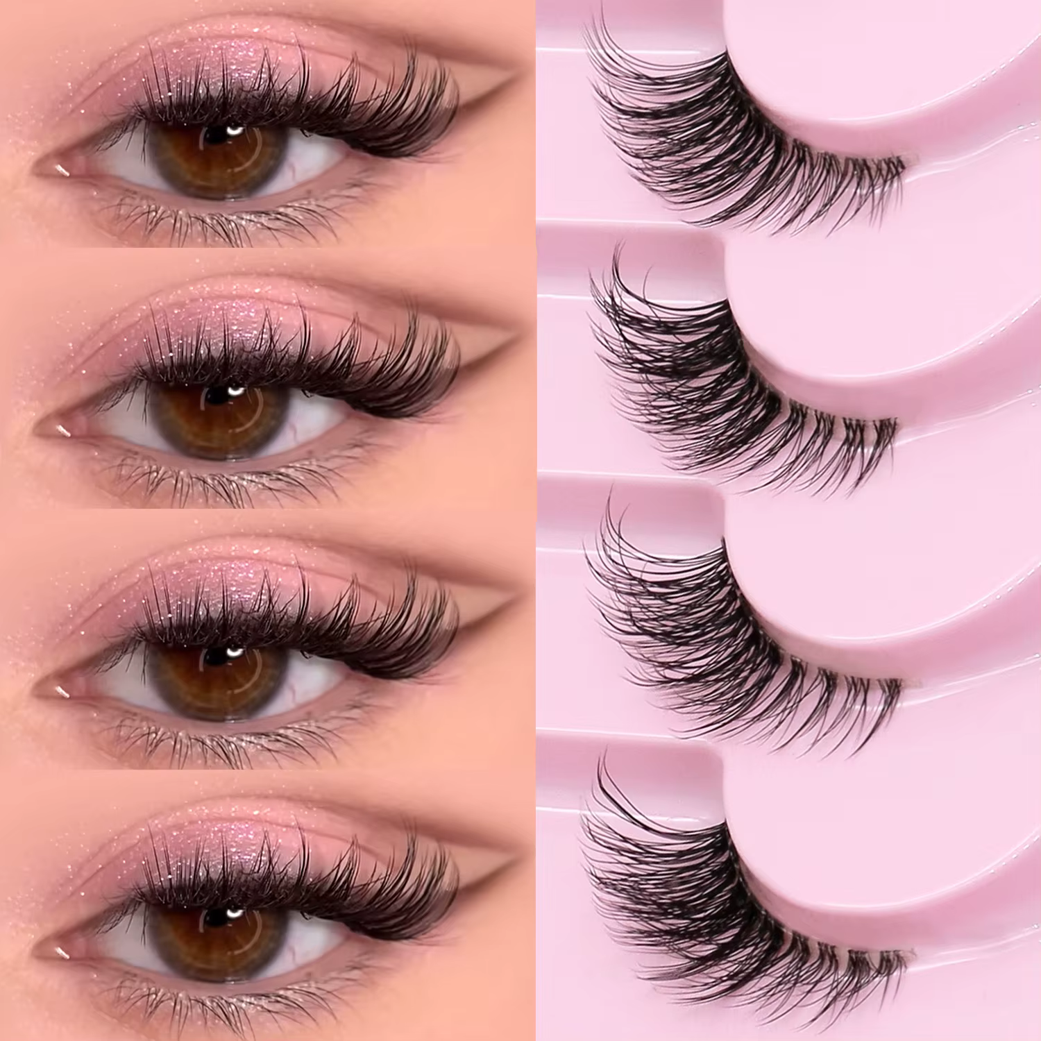 GROINNEYA Demi-cils cils pour les yeux de chat naturel