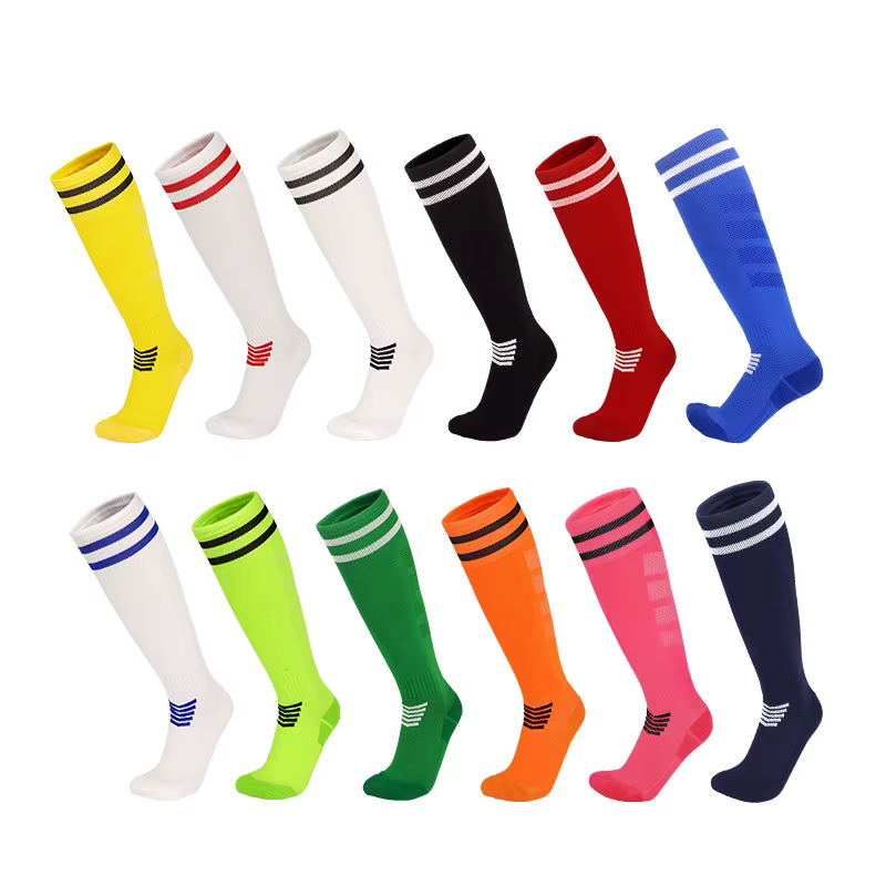 Chaussettes de football professionnelles pour enfants et jeunes adultes, bas longs d'entraînement, chaussettes de sport respirantes en nylon pour garçons et filles