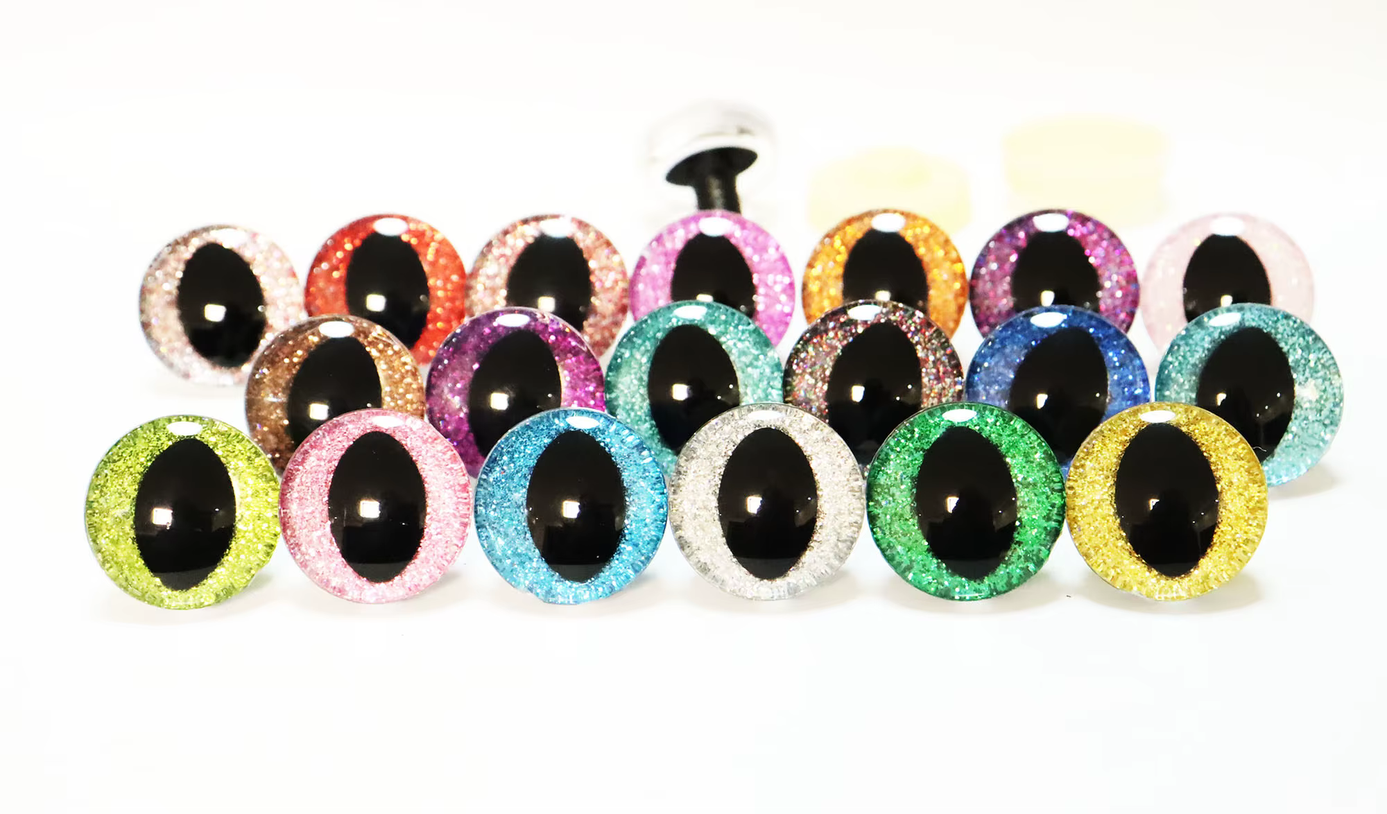 10 paires/lot d'yeux de chat 3D transparents de 10 mm à 30 mm, pupille noire, yeux d'animal de jouet avec rondelle de fixation - Option de taille et de couleur --N19
