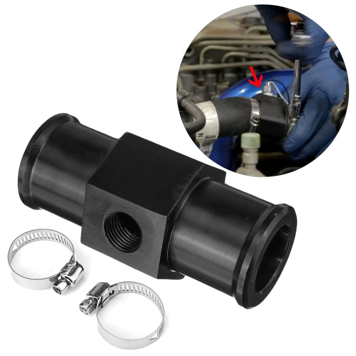 Jauge de température de l'eau noire, température du radiateur, capteur de tuyau de Joint de température de l'eau, adaptateur de tuyau 18MM 20MM 22MM 24MM