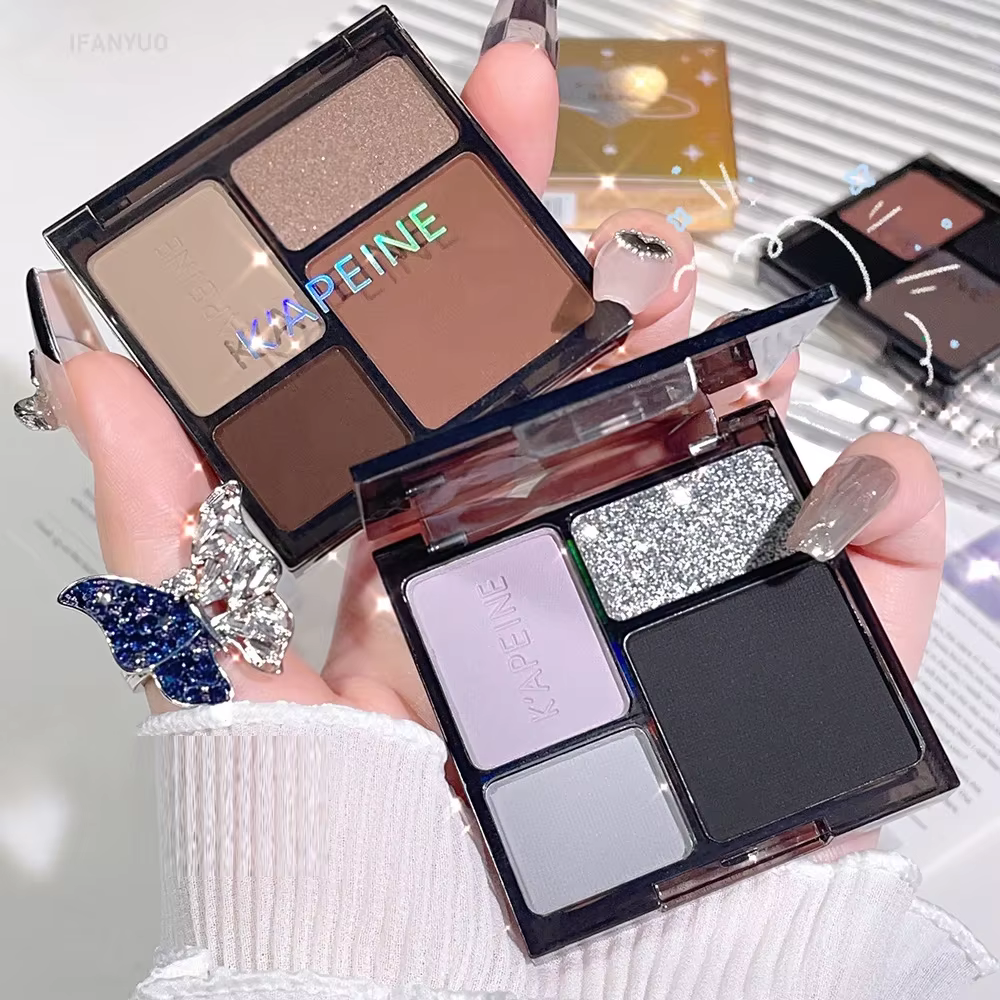 Noir rose fard à paupières poudre douce Cool filles yeux Contours Palette de maquillage coréen quatre couleurs