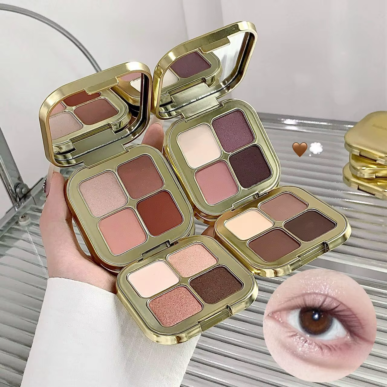 KAKASHOW 4 couleurs fard à paupières Palette mat miroitant nacré paillettes ombre