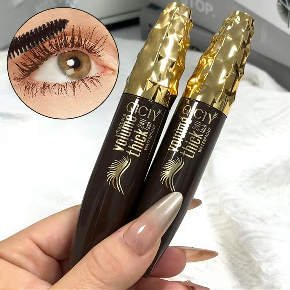 Mascara brun waterproof, épais et longue tenue, ne tache pas les cils