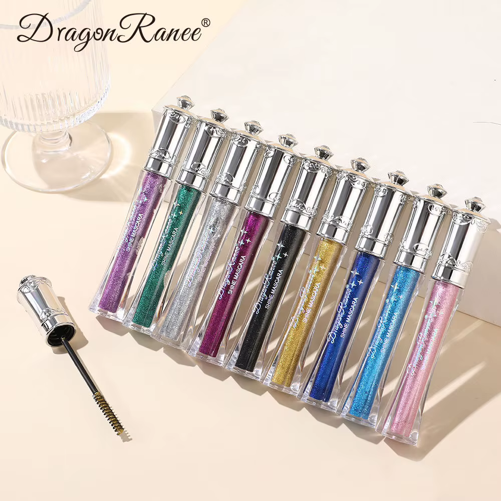 Mascara coloré diamant brillant bleu paillettes scintillantes
