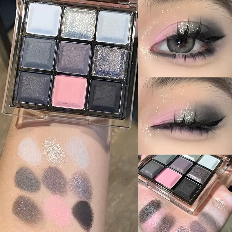 9 couleurs fumé noir rose fard à paupières Palette de maquillage mat chocolat brun ombre