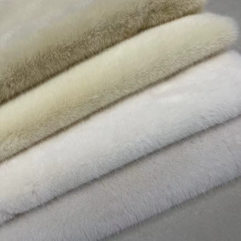 ZYFMPTEX 5mm tissu en peluche de vison extensible 50x50cm blanc fausse fourrure douce fibre de Polyester