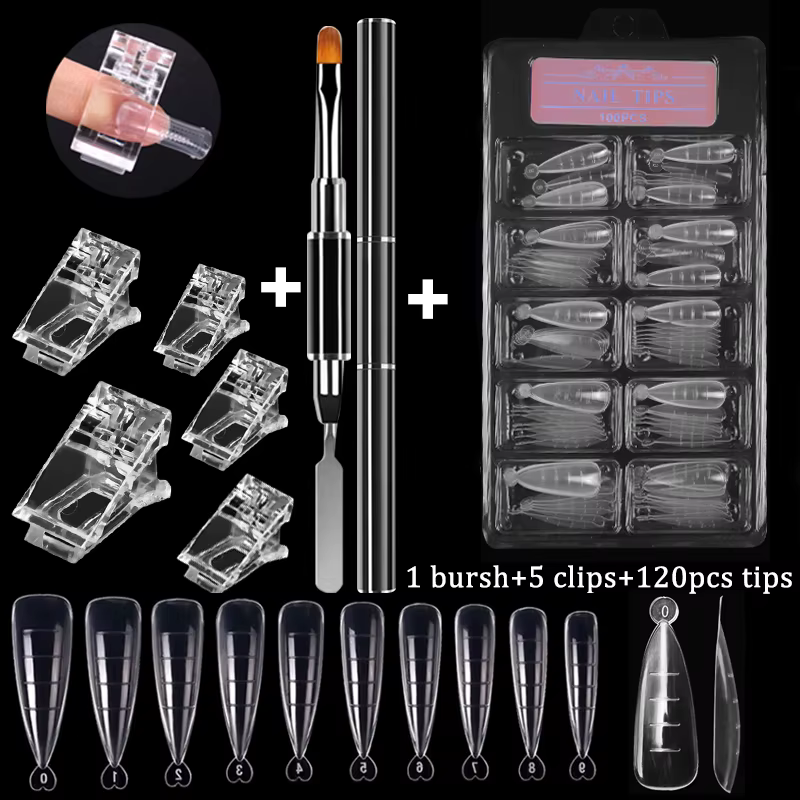 100 pièces/boîte ongles conseils ensemble complet acrylique faux doigt UV Gel vernis rapide faux ongles pointe manucure outils Nail Art bricolage outils Kit