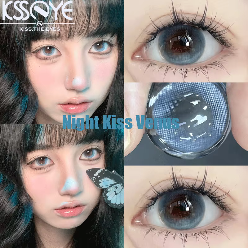 Kisseye 2 pièces nouveau style Contacts coloré degré de myopie lentille confortable et douce beauté des yeux élève expédition rapide annuelle