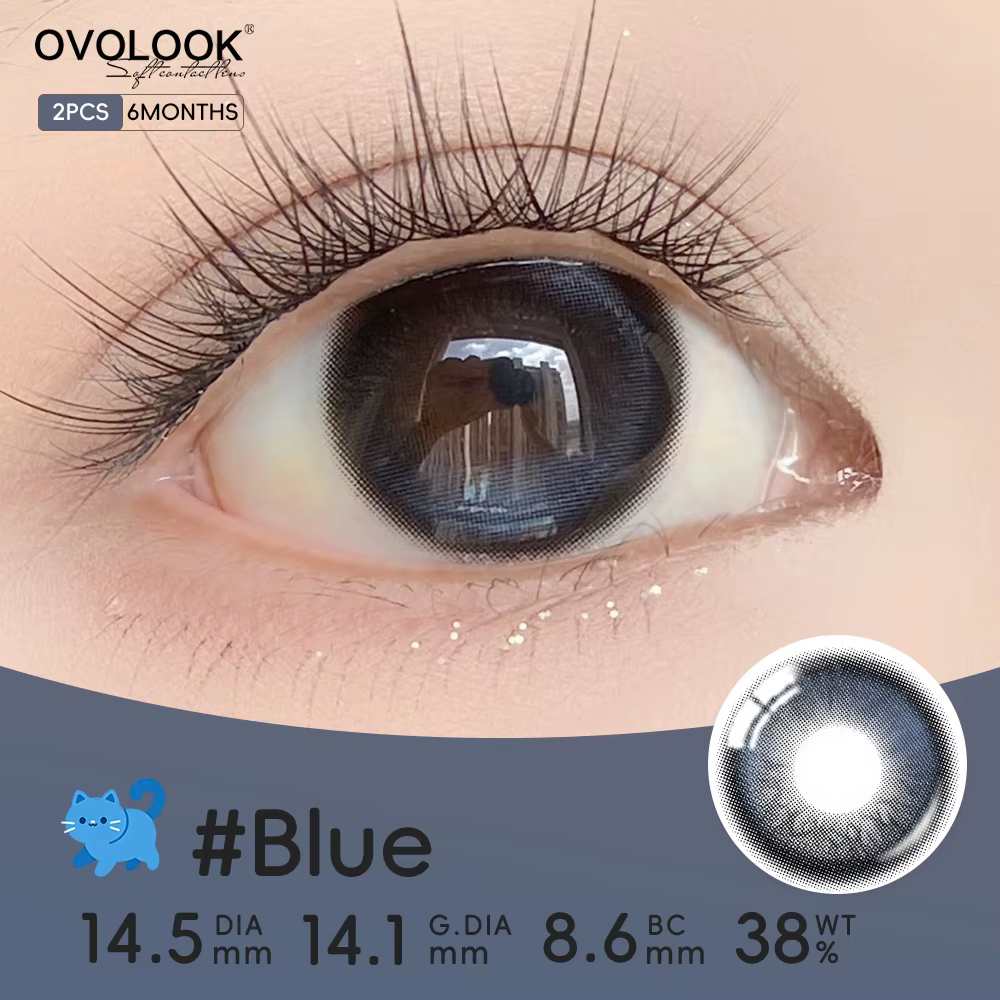 Lentilles de contact colorées de la série Cosplay vert OVOLOOK-1Pair pour les yeux avec les délinquants Cosmétiques Pupilles Eye document Lentille Myopie