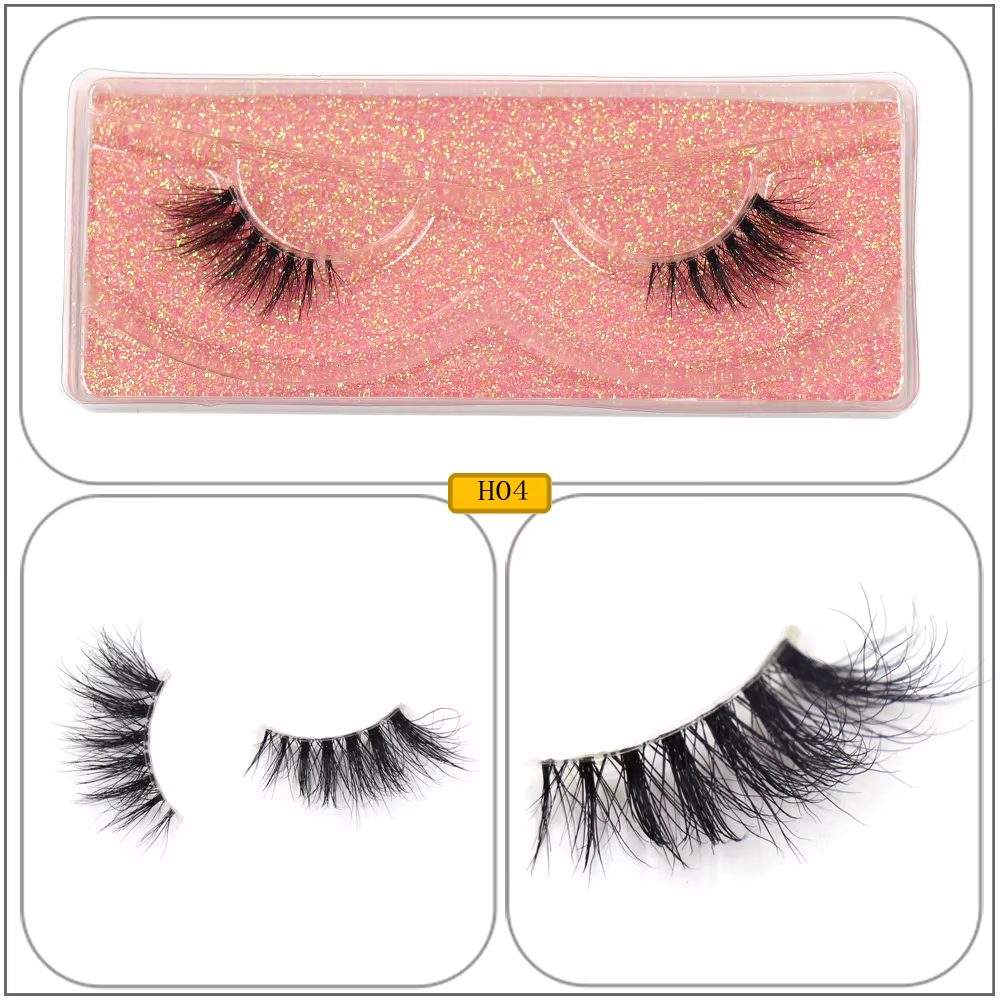 Maquillage Demi-cils Naturels Volumineux 3D en Vison avec Bande Transparente