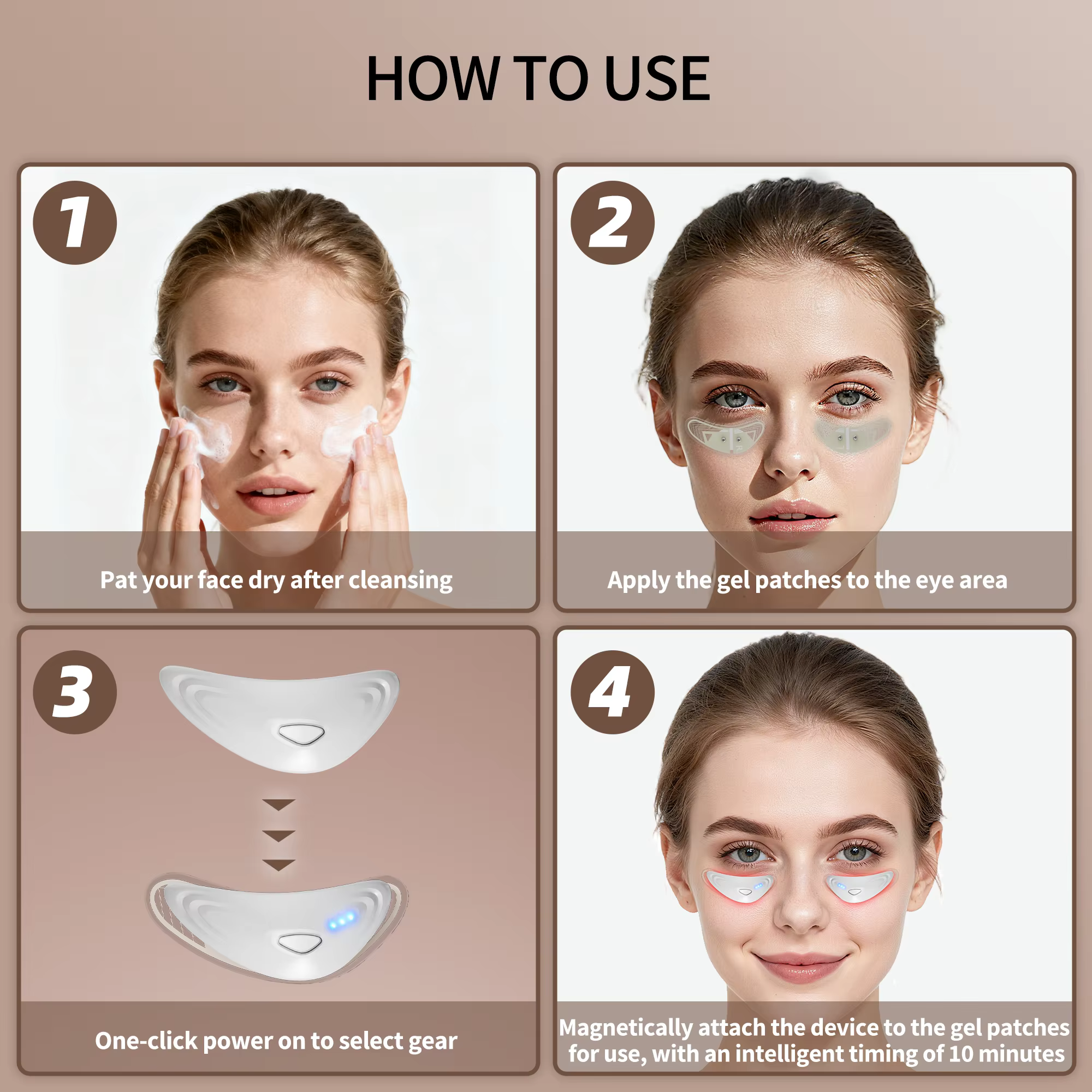 Appareil de massage des yeux EMS Redlight avec patchs pour les yeux