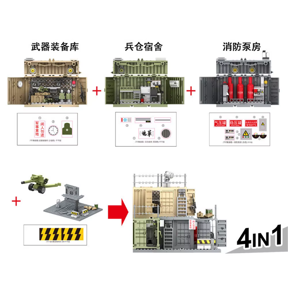 Blocs de construction de modèles de base de canons, armes, conteneurs, soldats militaires, policiers SWAT, armée de la Seconde Guerre mondiale, jouets pour enfants