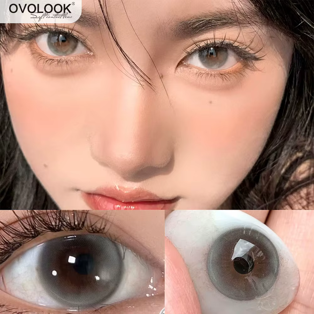 1 paire/2 pièces nouvelles lentilles de contact de couleur pour les yeux de la série Bubble mode élèves gris naturel