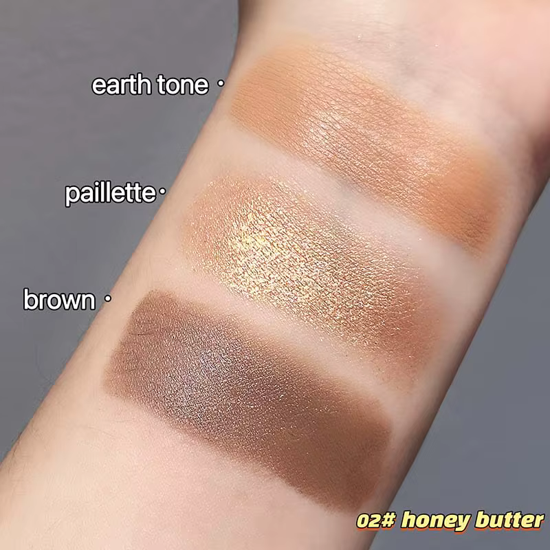 Trio de fard à paupières en forme de beignet - Matte & Pearl Shimmer - Usage quotidien tout-en-un - Mini palette mignonne