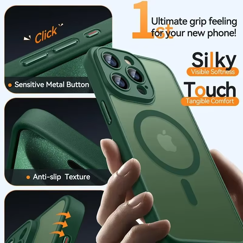 Coque de téléphone givrée de luxe, étui magnétique Transparent mat Magsafe pour iPhone 17 16 15 14 13 12 11 Pro Max Plus 17 Air 16e