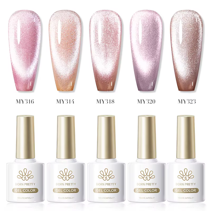 BORN PRETTY 5 pièces chat magnétique Gel pour les yeux vernis à ongles ensemble paillettes Ultra brillance tremper UV LED Nail Art Design manucure Kit d'ongles