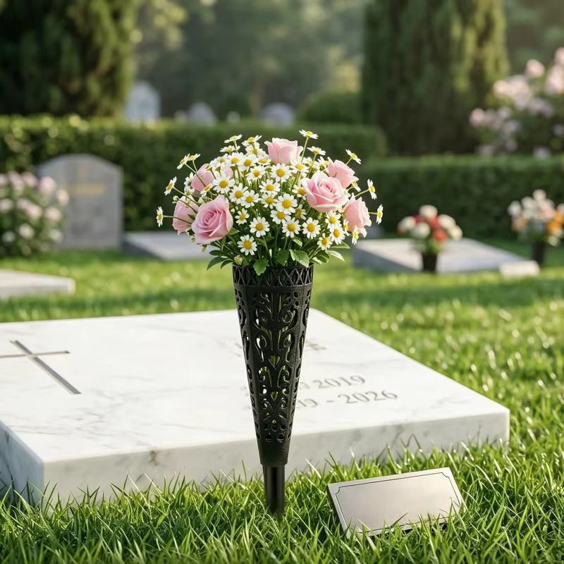 Vases commémoratifs pour cimetière, supports de fleurs résistants aux intempéries pour tombes extérieures, 1/2/4 pièces