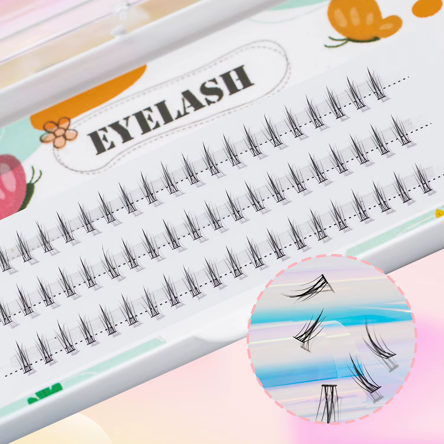 3 rangées de 60 bouquets de cils inférieurs naturels