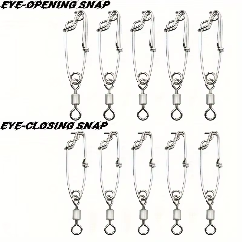Mousqueton pivotant de pêche à palangre, 5 pièces, émerillons à pression palangre en acier inoxydable, accessoires de pêche, broche d'ouverture et de fermeture des yeux