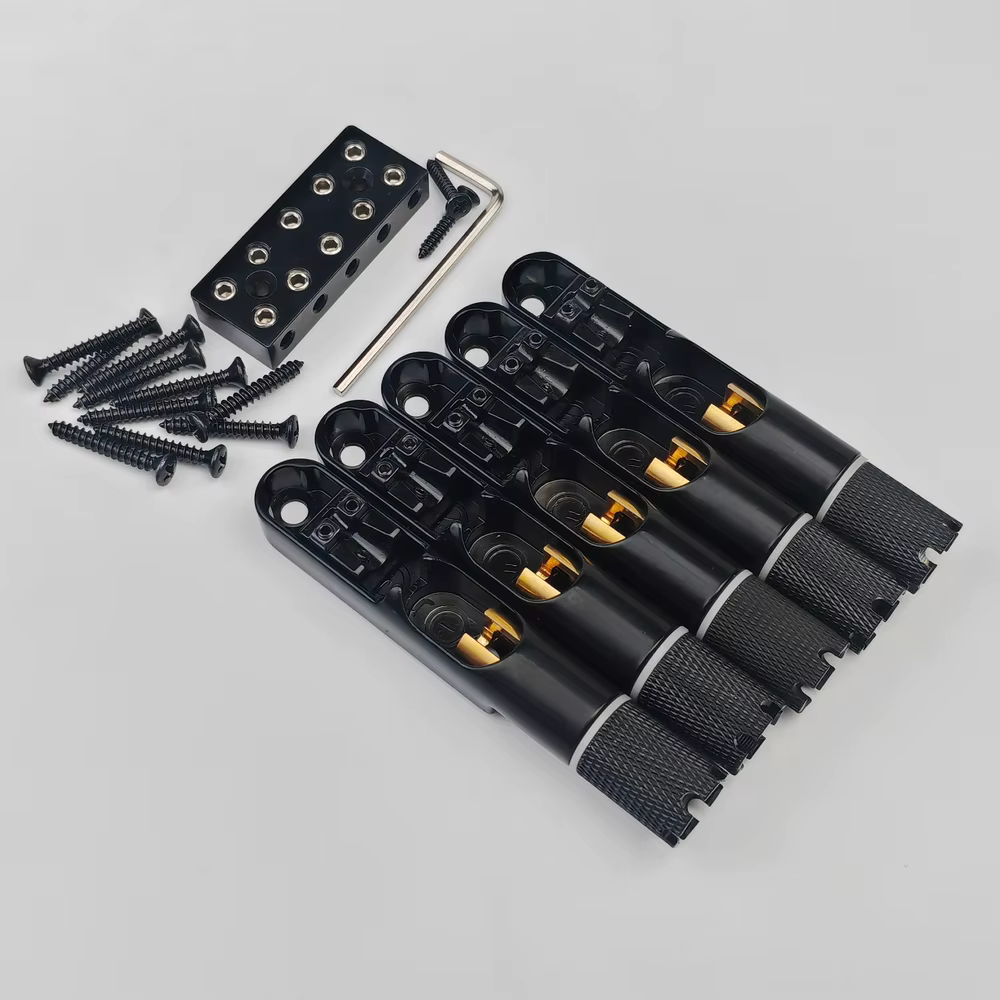 Guyker 4/5 Pcs Ponts à cordes fixes sans tête pour basse à une seule corde – pour basse électrique Noir