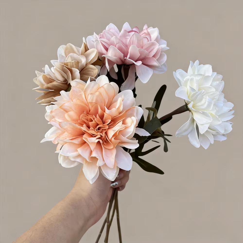 Fleur de Dahlia Artificielle Blanche, Fleur de Dahlia Artificielle, Décoration Florale pour Mariage, Jardin, Intérieur, Extérieur, Accessoire de Photographie, Art Floral