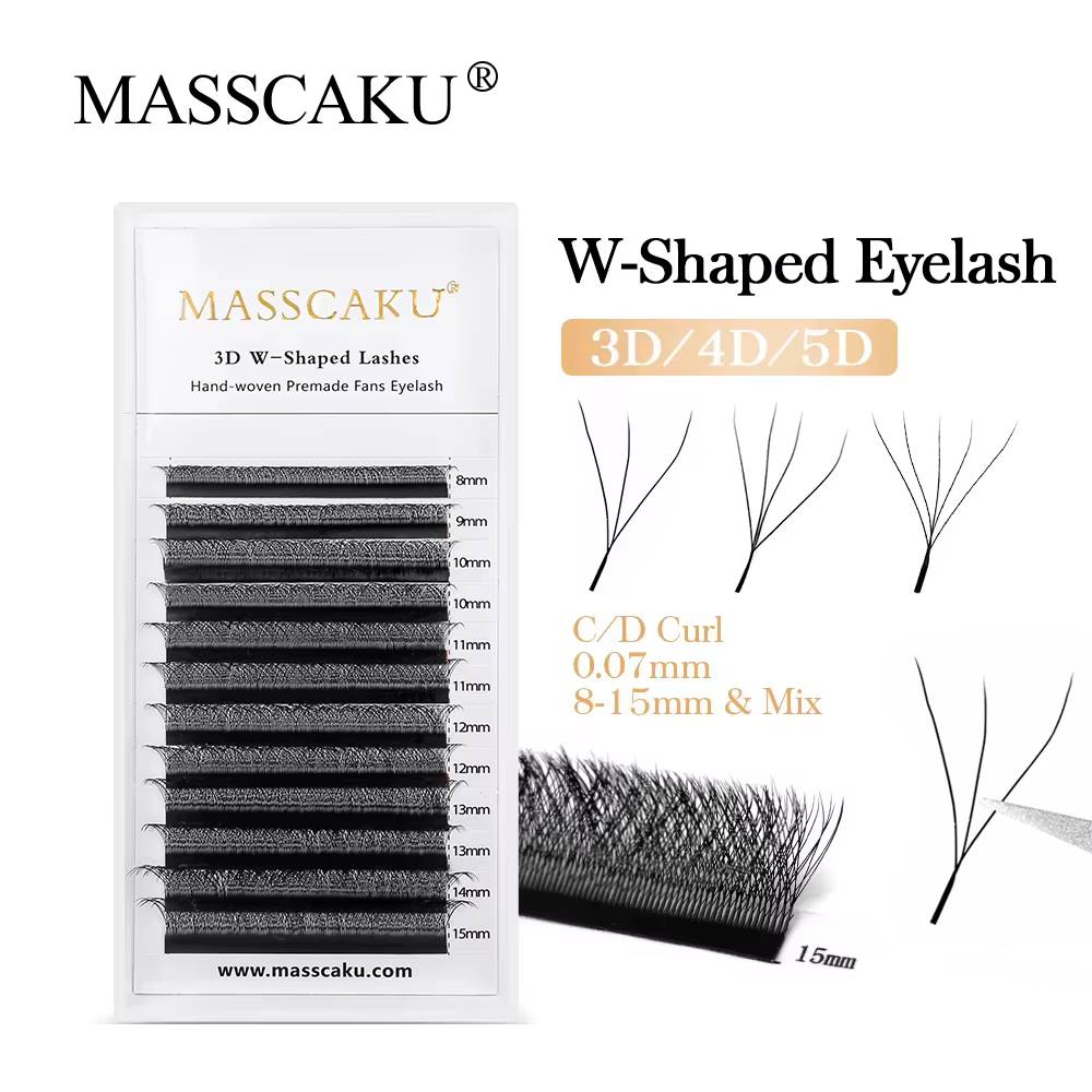 MASSCAKU W forme 3D 4D 5D Volume préfabriqué ventilateurs faciles Nature lumière douce cils individuels trèfle