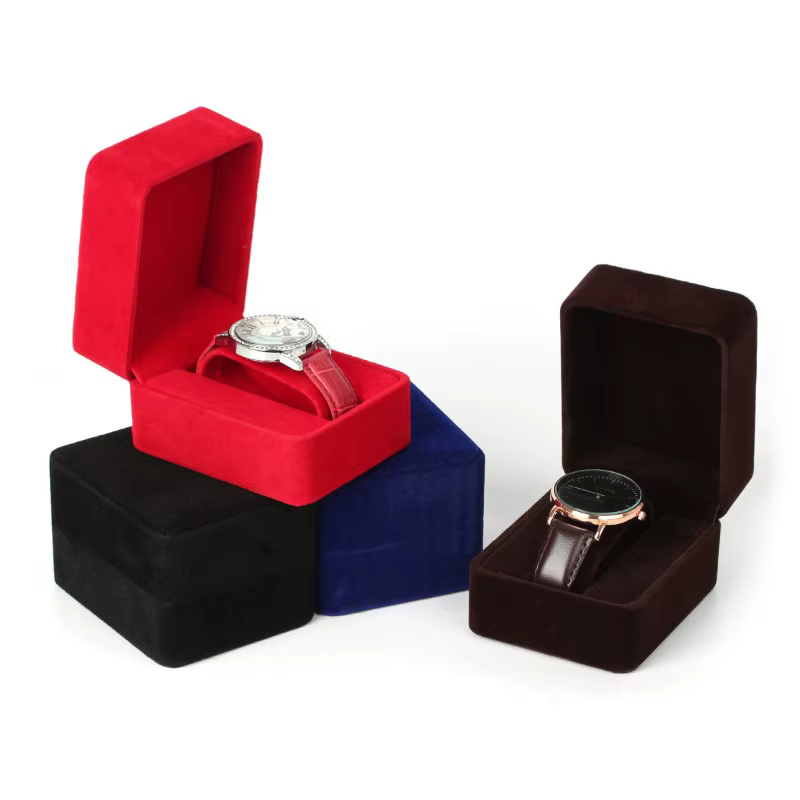 Boîte de montre en velours à coins ronds pour montre connectée, mallette de rangement d'horloge, accessoires de bijoux, boîtes d'emballage d'affaires