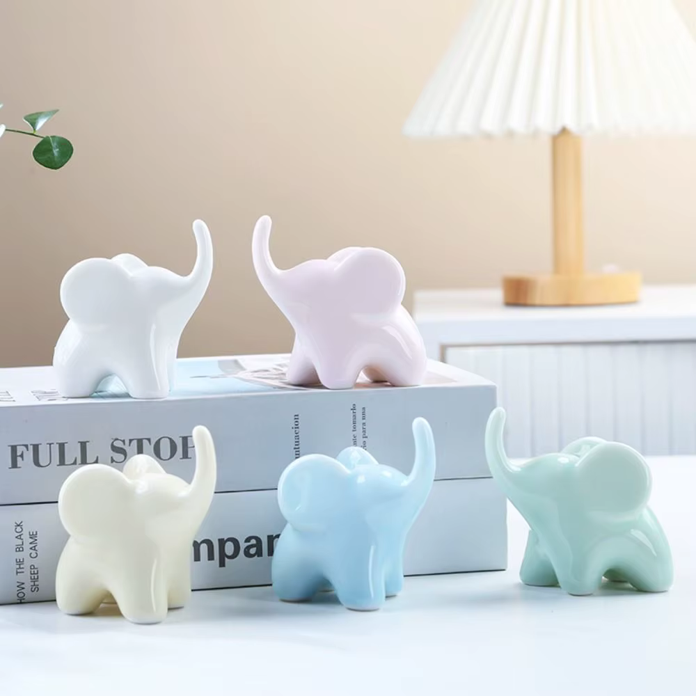 Modèle artisanal en céramique d'éléphant de Style de luxe, ornements d'art moderne, Figurines d'éléphant simulées, à collectionner, faites à la main