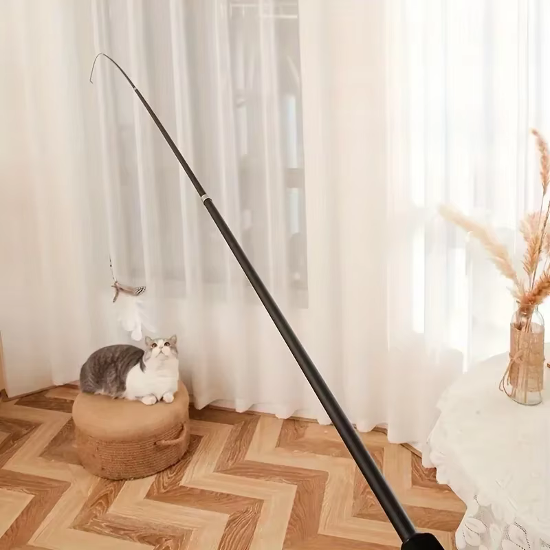 Tige télescopique pour chat à quatre sections – Extensible, à motifs de dessins animés, matériau métallique