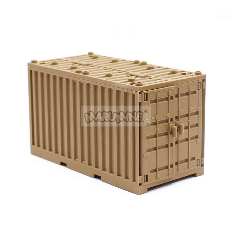 Marumine MOC – boîtes de conteneurs militaires, accessoires en briques, blocs de construction de scène de l'armée, pièces d'expédition, Kit de modèle de mallette de Transport à monter soi-même