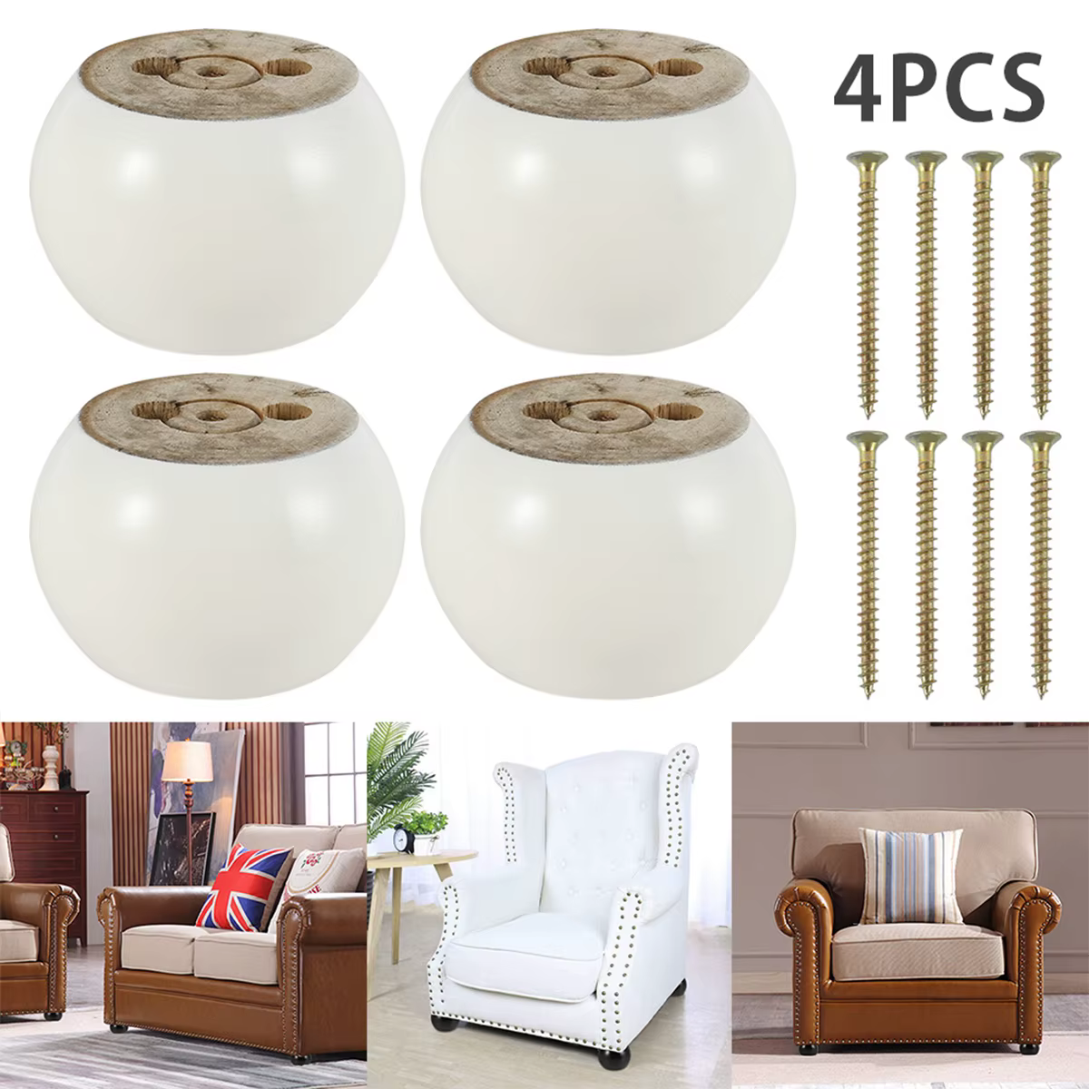 4 pièces pieds de meubles en bois massif forme ronde pieds de chignon 5 cm de haut pieds de canapé de remplacement pour canapé chaise Table basse meubles d'armoire