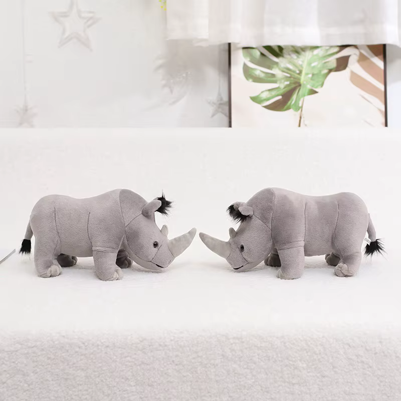 35cm vraie vie rhinocéros en peluche jouet en peluche réaliste rhinos africains animaux sauvages poupée jouets pour enfants enfants cadeau de noël décor