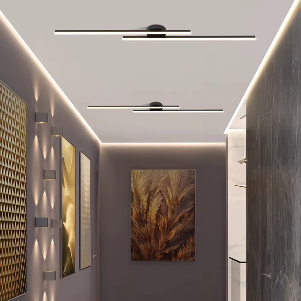 Long aluminium moderne LED plafonnier Design créatif plafonnier luminaire intérieur couloir balcon allée bureau Lustre