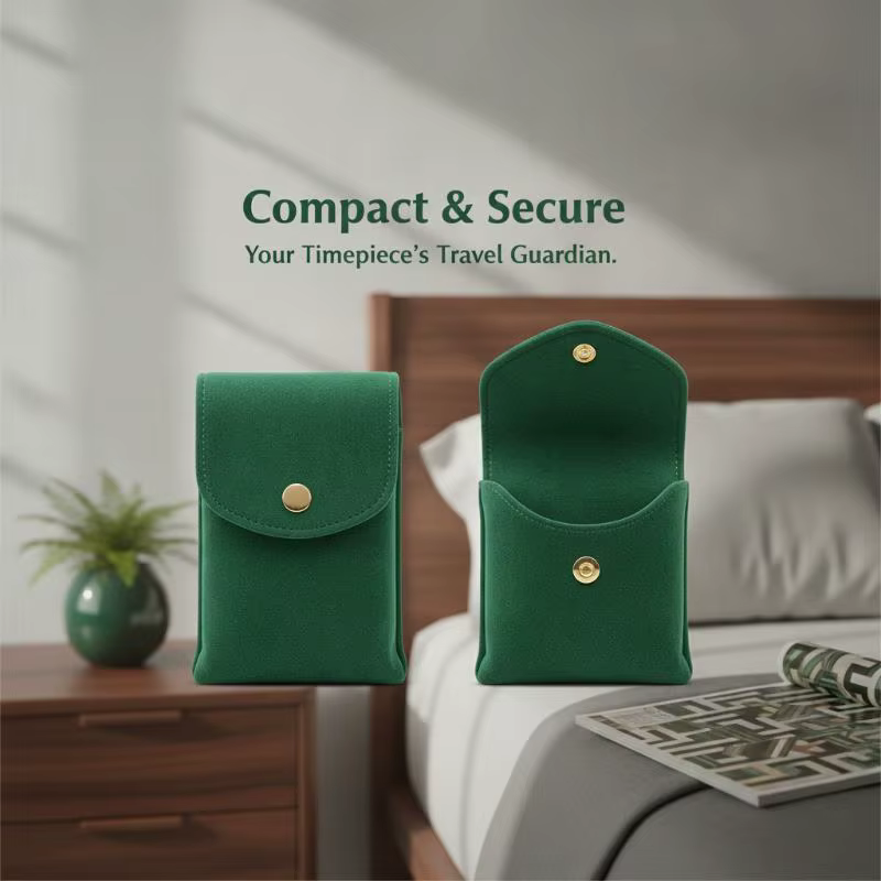 Sac de rangement pour montres en velours, anti-poussière, doublure douce anti-rayures, fermeture à pression, pour collection et voyages quotidiens