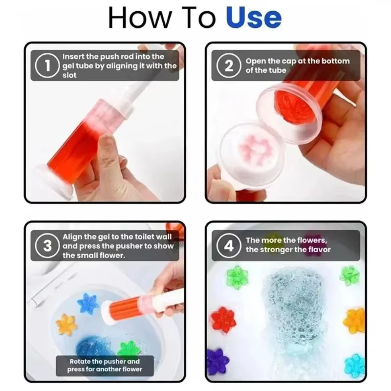 4/1PCS Gel Nettoyant WC Parfumé aux Fleurs Désodorisant Solide Anti-Odeur Assainisseur d'Air Fournitures de Nettoyage Salle de Bain