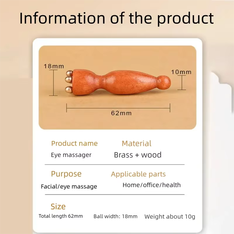 Outil de Massage des yeux masseur de visage bois laiton petit Lotus soins