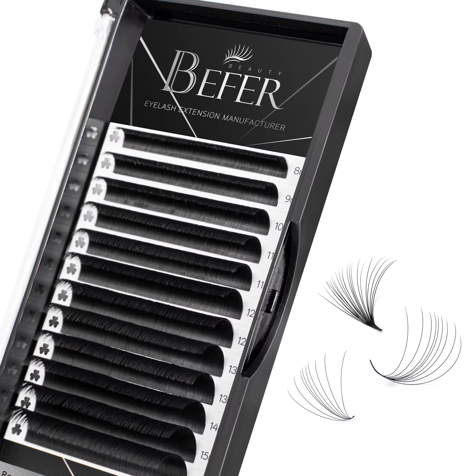Befer Beauty Volume Extension de cils en éventail 8-16mm noir mat moelleux doux naturel Fournitures d'extension
